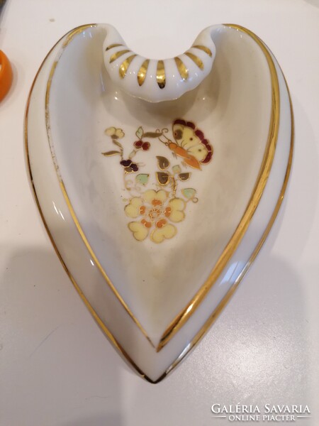 Zsolnax pillangós szív alakú gyűrűtartó tál tálka