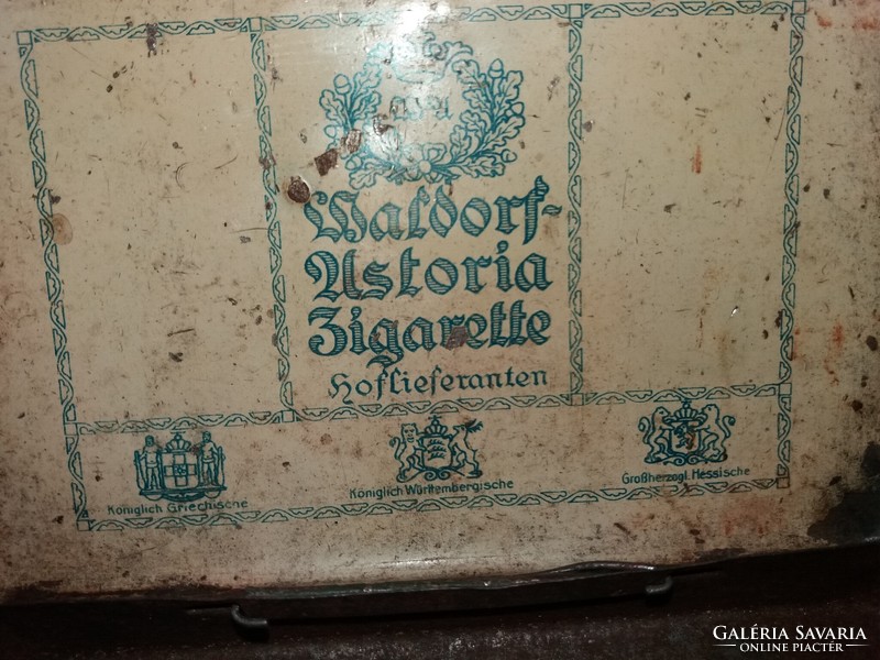 Antik 19.sz.WALDORF - ASTORIA fém lemez cigarettás szivarkás doboz a képek szerint