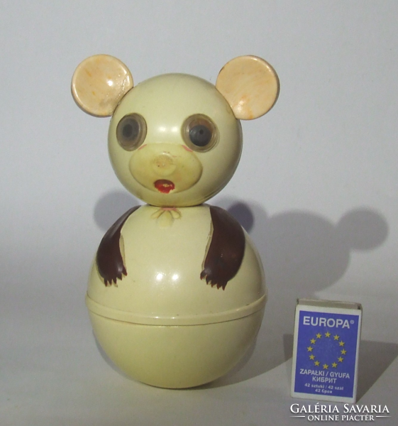 Régi, retró vintage játék csörgő figura, kelj fel jancsi baba,keljfeljancsi, maci, mackó változatban