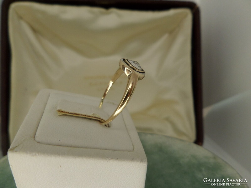 Art deco antik arany brill gyűrű, 60-as méret