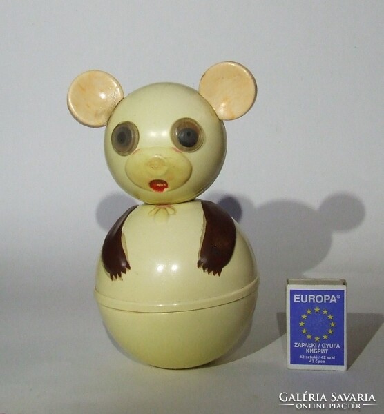 Régi, retró vintage játék csörgő figura, kelj fel jancsi baba,keljfeljancsi, maci, mackó változatban