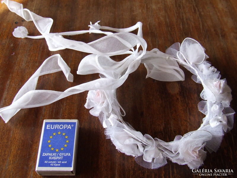 Régebbi kisméretű, picike, mini koszorúslány fejdísz, menyasszonyi koszorú, mirtusz, tiara