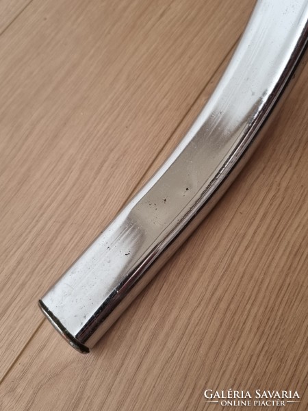 Vintage üvegasztal ívelt, krómozott lábakkal,füst színű üveglappal, '70-es évek -  96 cm