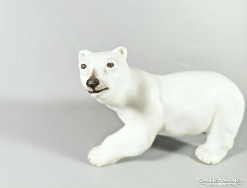 HERENDI, KÖLYÖK JEGESMEDVE 14 CM KÉZZEL FESTETT PORCELÁN FIGURA MCD, HIBÁTLAN! (J070)