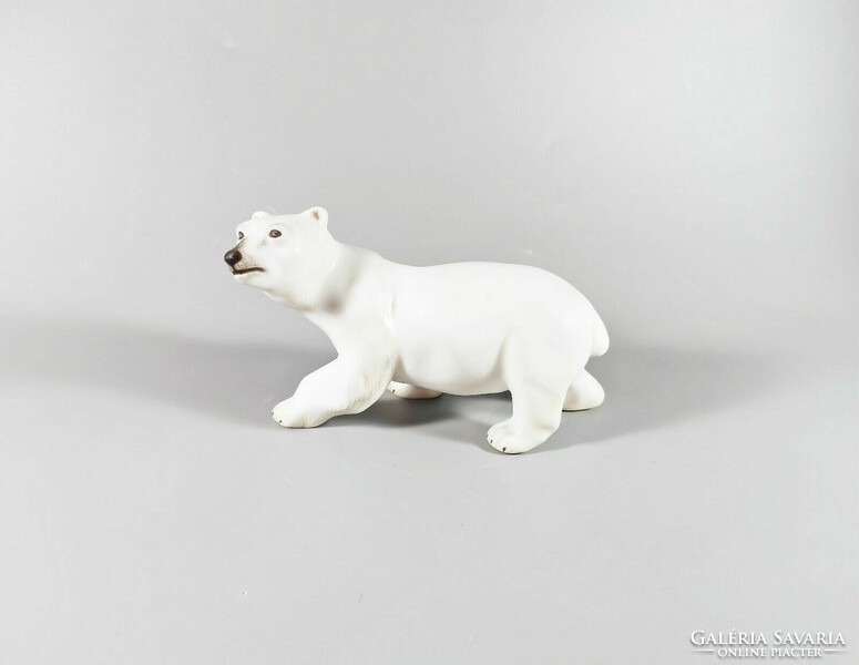 HERENDI, KÖLYÖK JEGESMEDVE 14 CM KÉZZEL FESTETT PORCELÁN FIGURA MCD, HIBÁTLAN! (J070)