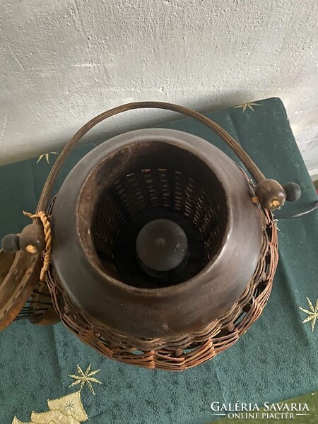 Vintage Rattan asztali lámpa, 1980 körüli