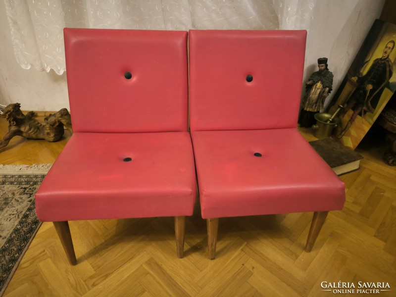 Retro piros műbőr sky szék fotel pár