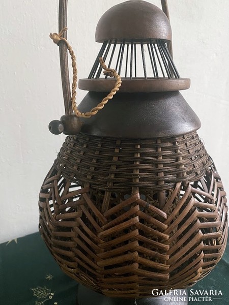 Vintage Rattan asztali lámpa, 1980 körüli