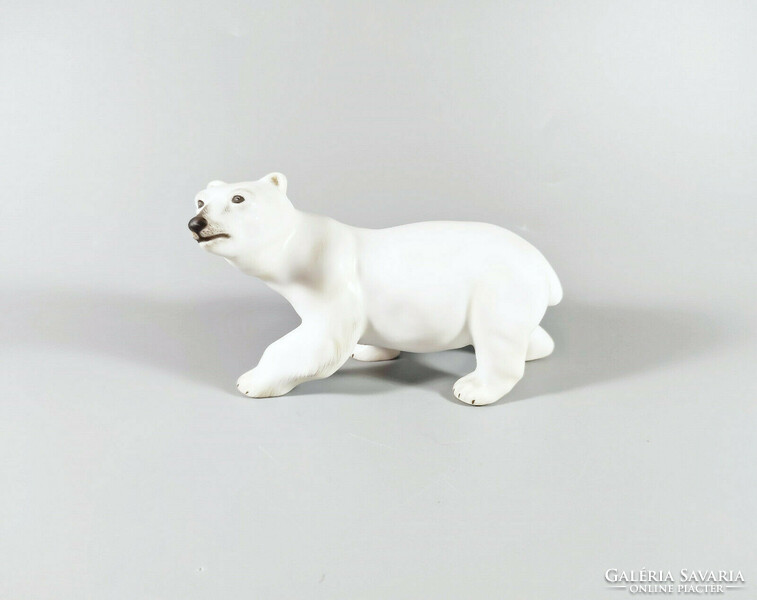 HERENDI, KÖLYÖK JEGESMEDVE 14 CM KÉZZEL FESTETT PORCELÁN FIGURA MCD, HIBÁTLAN! (J070)