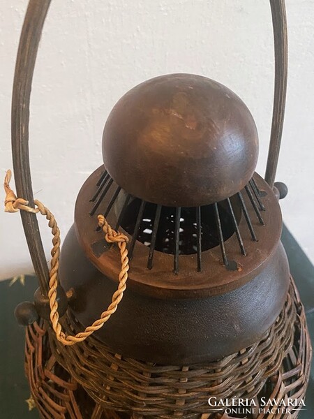 Vintage Rattan asztali lámpa, 1980 körüli