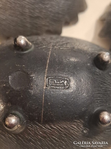 Walter Bosse stílusú retro fém sün, süni hamutartó a 60 évekből, 6 részes, teljes, szép állapotban