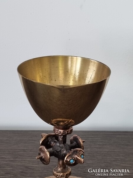 Muharos Lajos iparművészeti bronz/réz kehely 14,5 cm