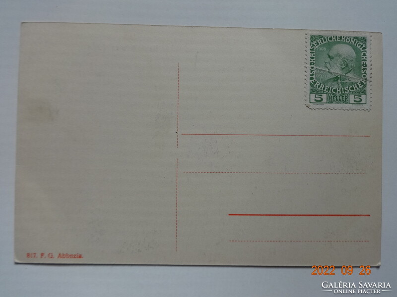 Régi postatiszta képeslap: Abbázia, Hotel Pension Schlosser