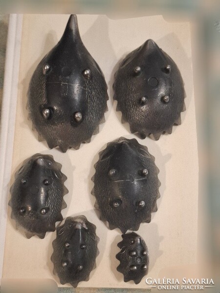 Walter Bosse stílusú retro fém sün, süni hamutartó a 60 évekből, 6 részes, teljes, szép állapotban