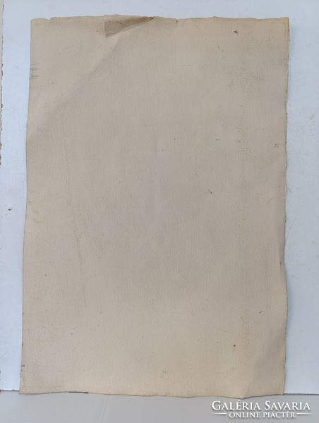 Antik zsidó judaika festő 1955 karikatúra kipa grafika pasztell papír rajz sérült