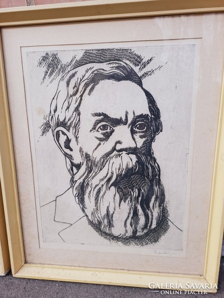 Raszler Károly (1925-2005) Marx És Engels Páros Rézkarcok