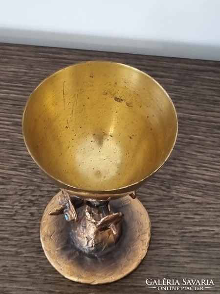 Muharos Lajos iparművészeti bronz/réz kehely 14,5 cm
