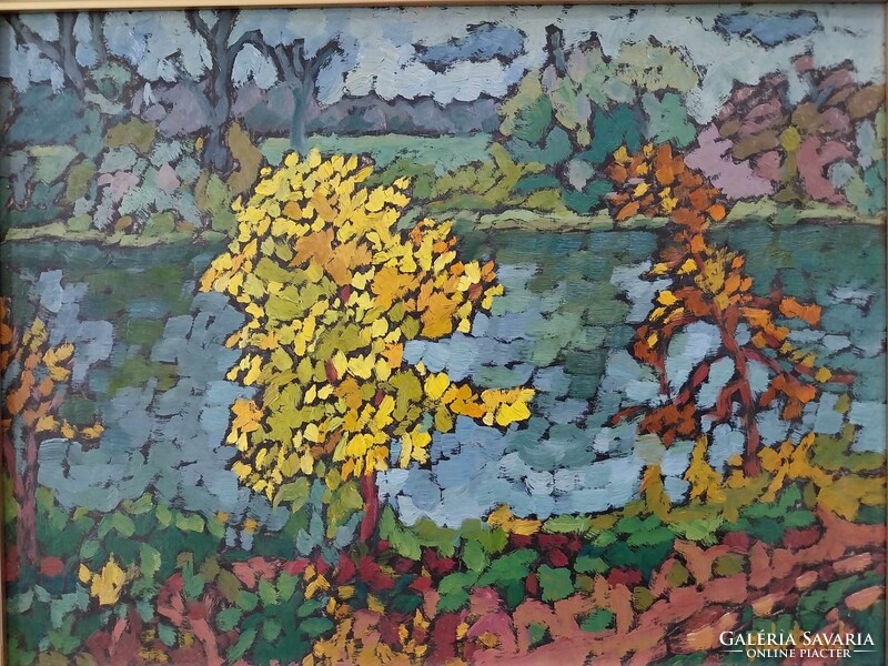 Mártonfi Benke Márta - Kőröspart, olaj karton