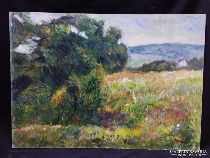 Monos József - Érik a gabona olaj, farost festmény 50x70 cm