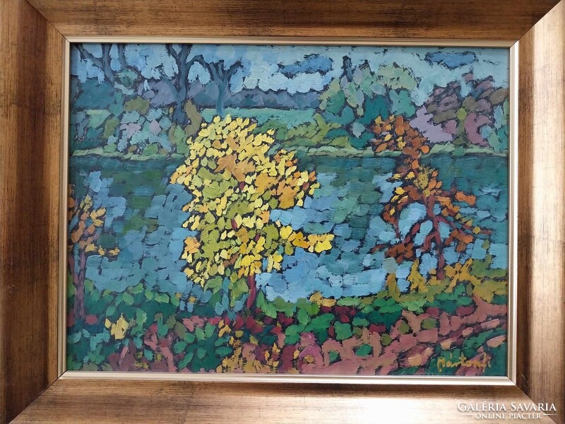 Mártonfi Benke Márta - Kőröspart, olaj karton