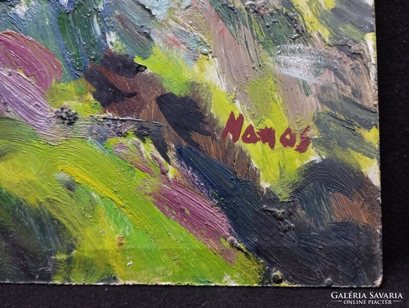 Monos József - Tavaszi kertek olaj, farost festmény 50x70 cm