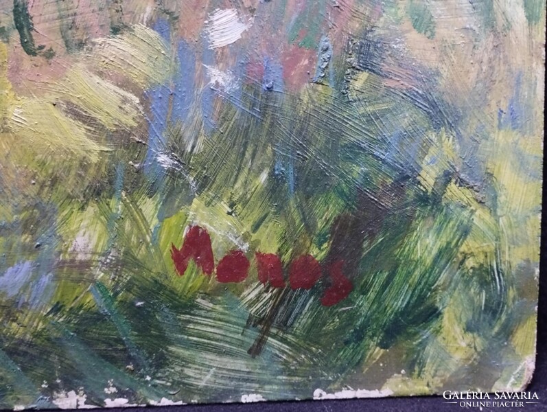 Monos József - Érik a gabona olaj, farost festmény 50x70 cm