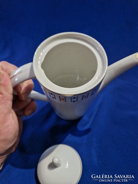 Hollóházi Art Deco porcelán kávés kanna kiöntő