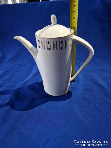 Hollóházi Art Deco porcelán kávés kanna kiöntő