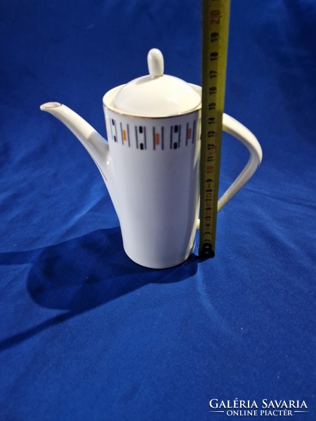 Hollóházi Art Deco porcelán kávés kanna kiöntő