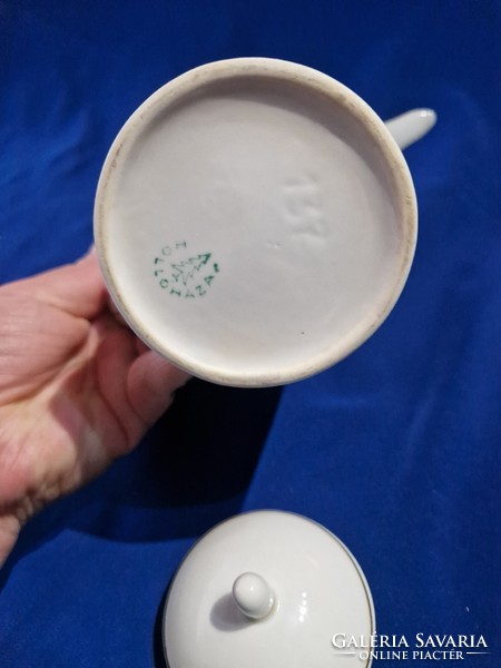 Hollóházi Art Deco porcelán kávés kanna kiöntő