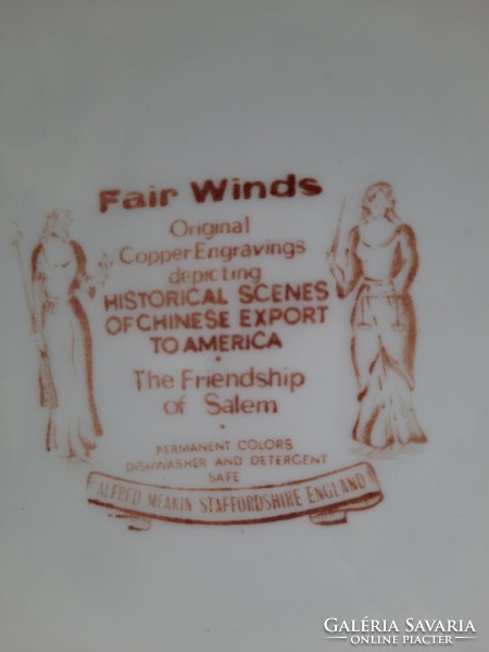 Staffordshire - Fair winds angol porcelánfajansz tányér - Friendship of Salem emléktányér