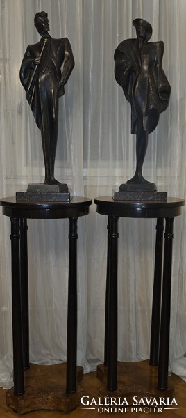 Alexander Danel Art-deco bronz nagyméretű szobor pár