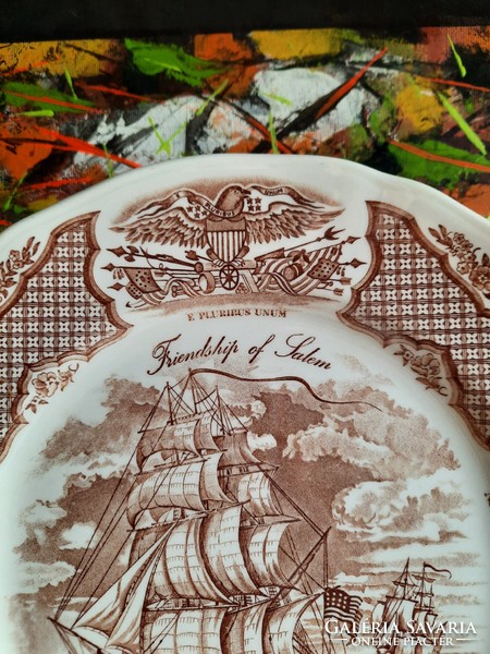 Staffordshire - Fair winds angol porcelánfajansz tányér - Friendship of Salem emléktányér