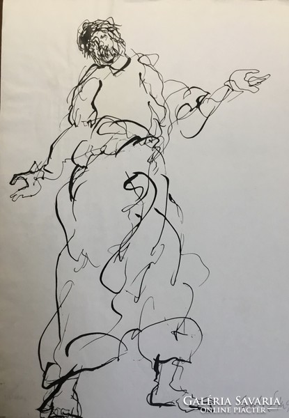 Csorba Simon László (1943-): Alak. Fénymásolat (xerox), papír, jelzett a xeroxon. 41,5x29,5 cm