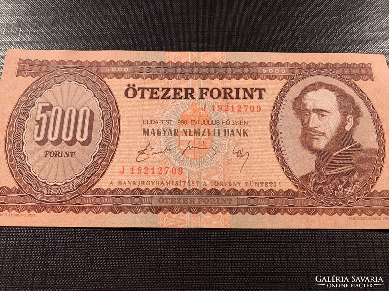***  Gyönyörű és Ritka 1990 "J" 5000 forintos ***