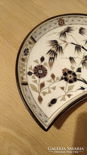 Ritka Zsolnay bambusz mintás kínáló, szívpecsétes 20 x 15 cm ! {ZSS31}