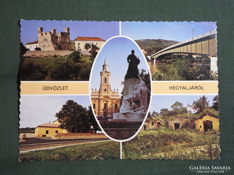 Képeslap,Hegyalja,Sárospatak,Tokaj,Sátoraljaújhely,Tarcal,Abaújszántó látkép,részlet, 1988-