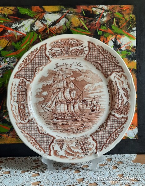 Staffordshire - Fair winds angol porcelánfajansz tányér - Friendship of Salem emléktányér