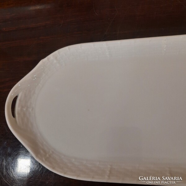 Fehér Herendi porcelán süteményes kínáló tál, tálca