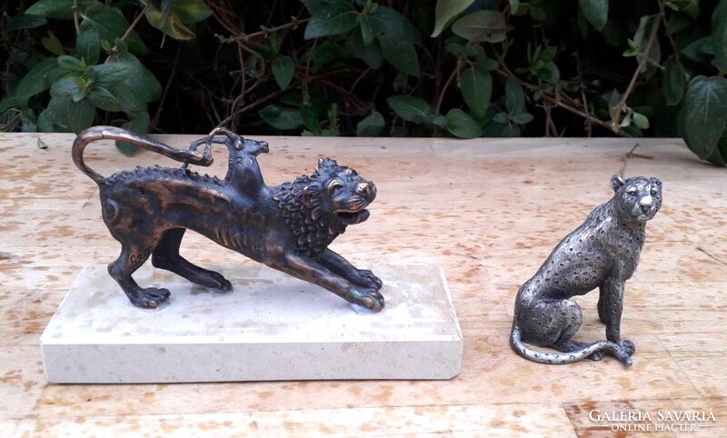 Kiméra, párduc, tigris / Bronz,malachit,ón