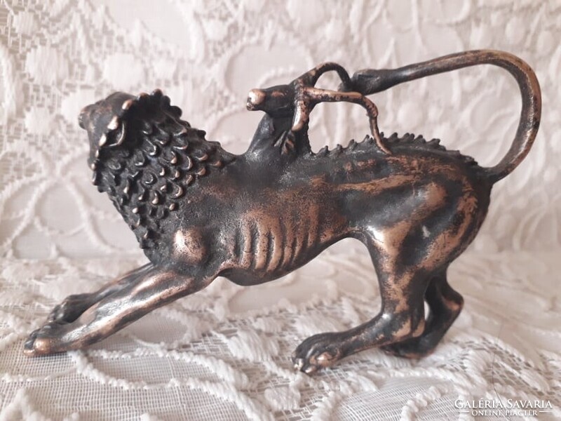 Kiméra, párduc, tigris / Bronz,malachit,ón