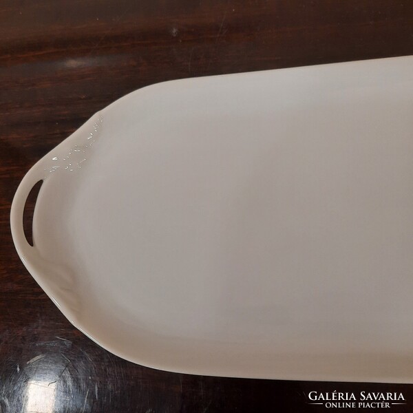 Fehér sima szélű Herendi porcelán süteményes kínáló tál, tálca
