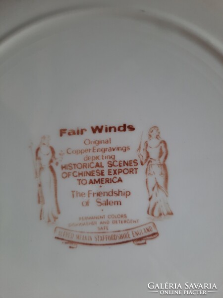 Staffordshire - Fair winds angol porcelánfajansz tányér - Friendship of Salem emléktányér