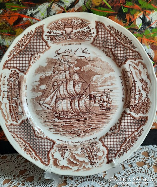 Staffordshire - Fair winds angol porcelánfajansz tányér - Friendship of Salem emléktányér