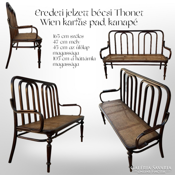 Eredeti jelzett bécsi Thonet Wien karfás pad