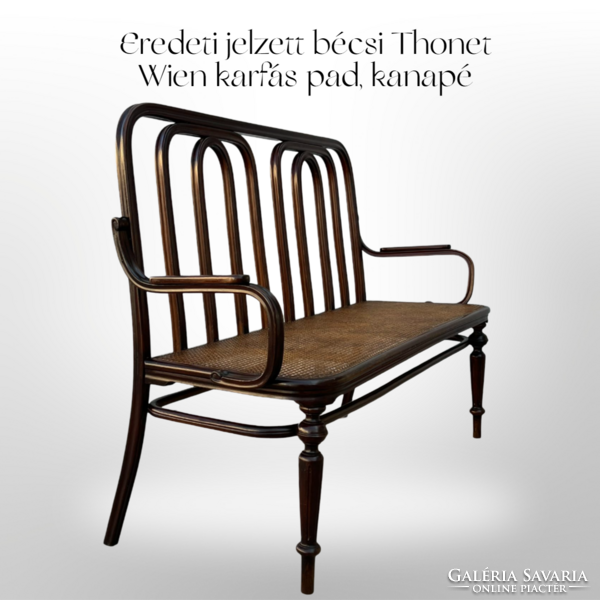 Eredeti jelzett bécsi Thonet Wien karfás pad