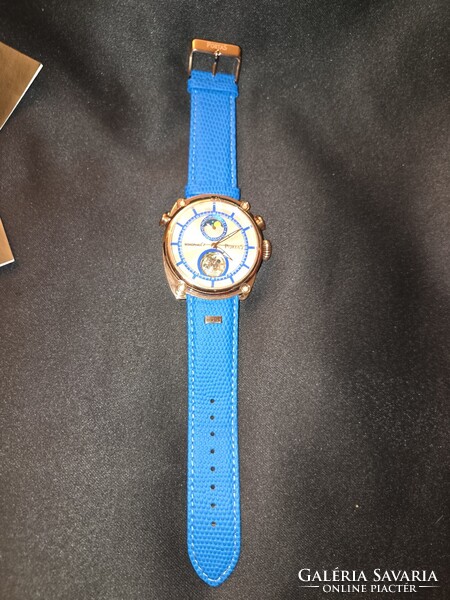Sorszámozott/73/ limitált Luxus PortaS rosegold-v.kék  automata  férfi  óra - új