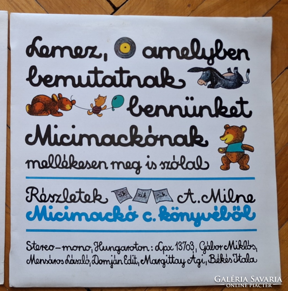 Micimackó + Hófehérke es a 7 törpe meselemez együtt 2 db bakelit lemez