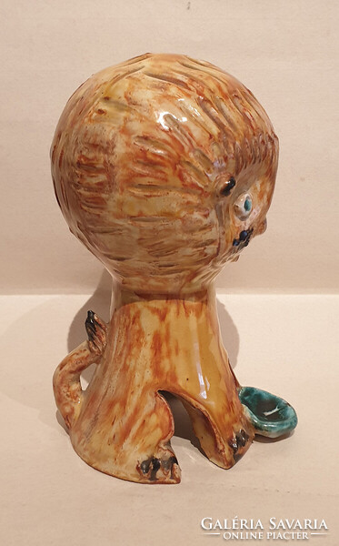 Kiss Roóz Ilona kerámia, kis oroszlán szobor, jelzett, hibátlan, ritka! 17cm