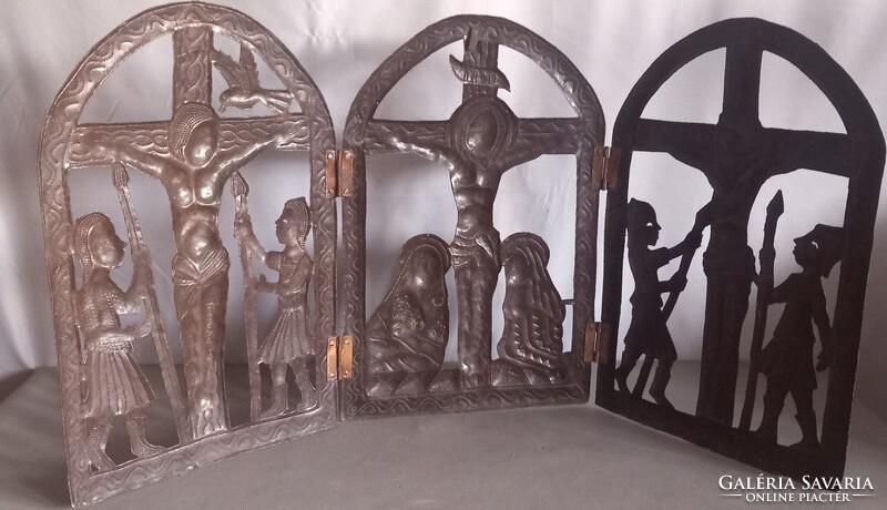 90 cm jelzett jN Marie bronz  tripticon  Ikon Kép ALKUDHATÓ